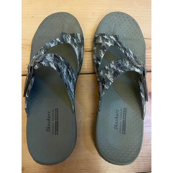 Skechers Army Camouflage Sandal Foamies Women's Sz 9 Reggae-Retreat Olive - Picture 3 of 5